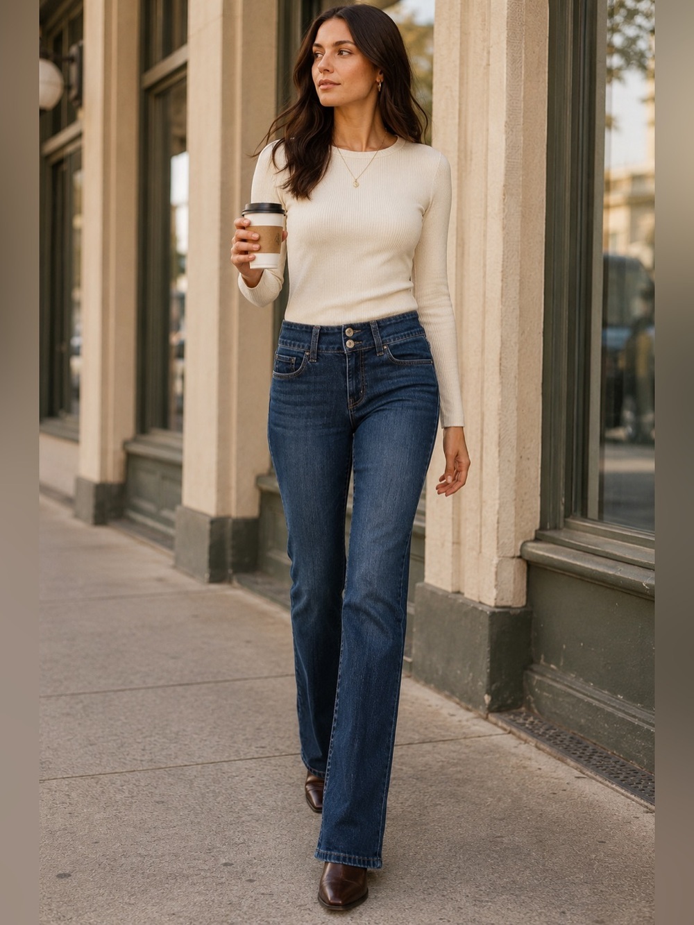 FDJ Olivia Tall Bootcut Jeans 14T Double Button Long Inseam